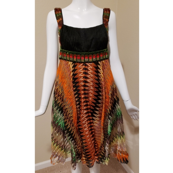 MISSONI (Italy) Beaded Multi-Color Mini Dress - Picture 2 of 7